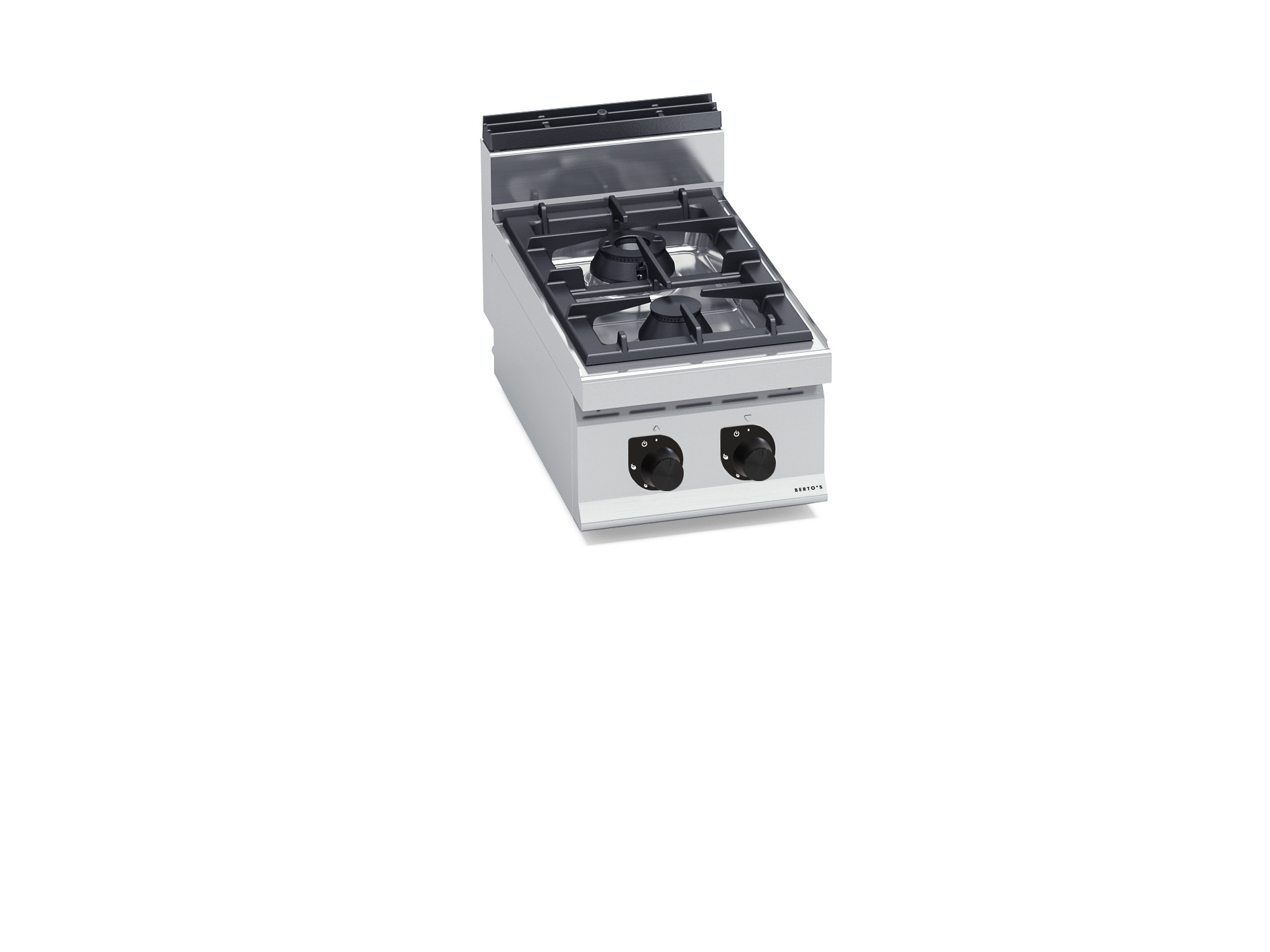 Cucina a gas 2 fuochi Max-Power da banco | Berto’s G7F2BP | L400xP714xH290 mm | 14 kW