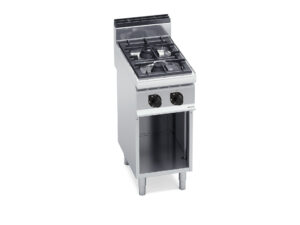 Cucina a gas 2 fuochi Max-Power su vano aperto | Berto’s G7F2MP | L400xP714xH900 mm | 14 kW