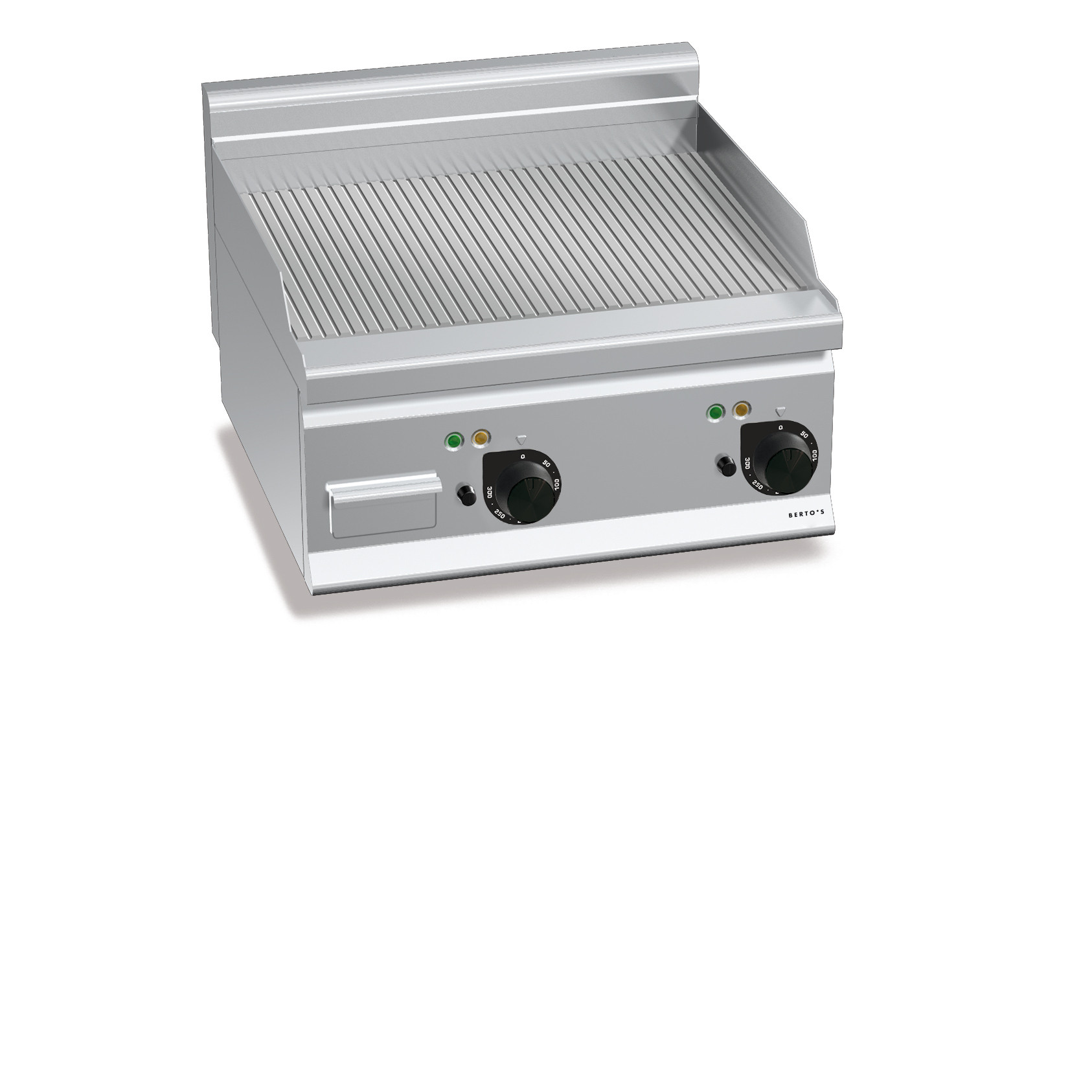 Fry top elettrico con piastra rigata da banco | Berto’s E6FR6BP-2 | L600xP600xH290 mm | 8 kW