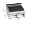 Griglia a gas a pietra lavica da banco Berto’s PLG80B/G - dimensioni L800xP714xH290 mm