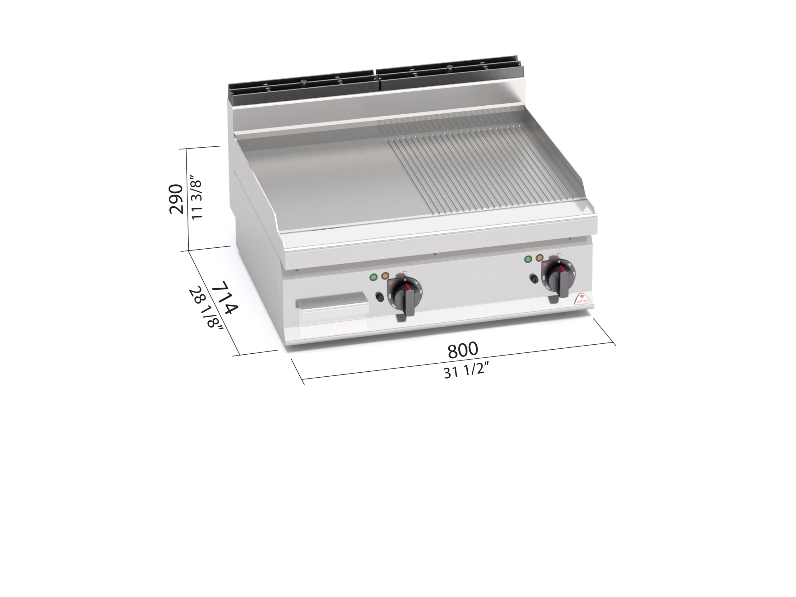 FRY TOP ELETTRICO MISTO DA BANCO - SERIE 70 - Dim. 80x71,4x29h - 9,6 Kw