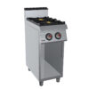 CUCINA A 2 FUOCHI GAS SU MOBILE APERTO mod.M7CBG02- Dimensioni L 400 × P 730 × H 900 – Potenza kW 11,5 – Allacciamento Ø 1/2“