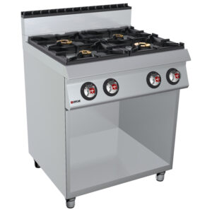 Cucina a gas 4 fuochi su vano aperto | Offcar M7CBG04 | L 800 × P 730 × H 900 mm | 24 kW
