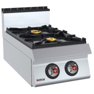 CUCINA A 2 FUOCHI TOP A GAS mod. 70TCG2- Dimensioni 400x730x290 - Potenza kW 11,5 - Allacciamento Ø 1/2“