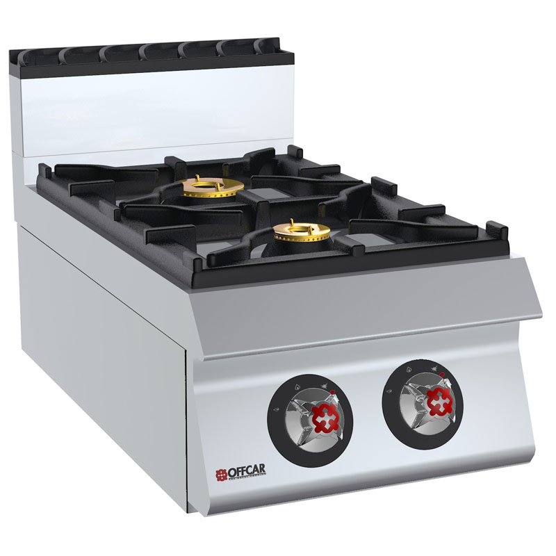 CUCINA A 2 FUOCHI TOP A GAS mod. 70TCG2- Dimensioni 400x730x290 - Potenza kW 11,5 - Allacciamento Ø 1/2“
