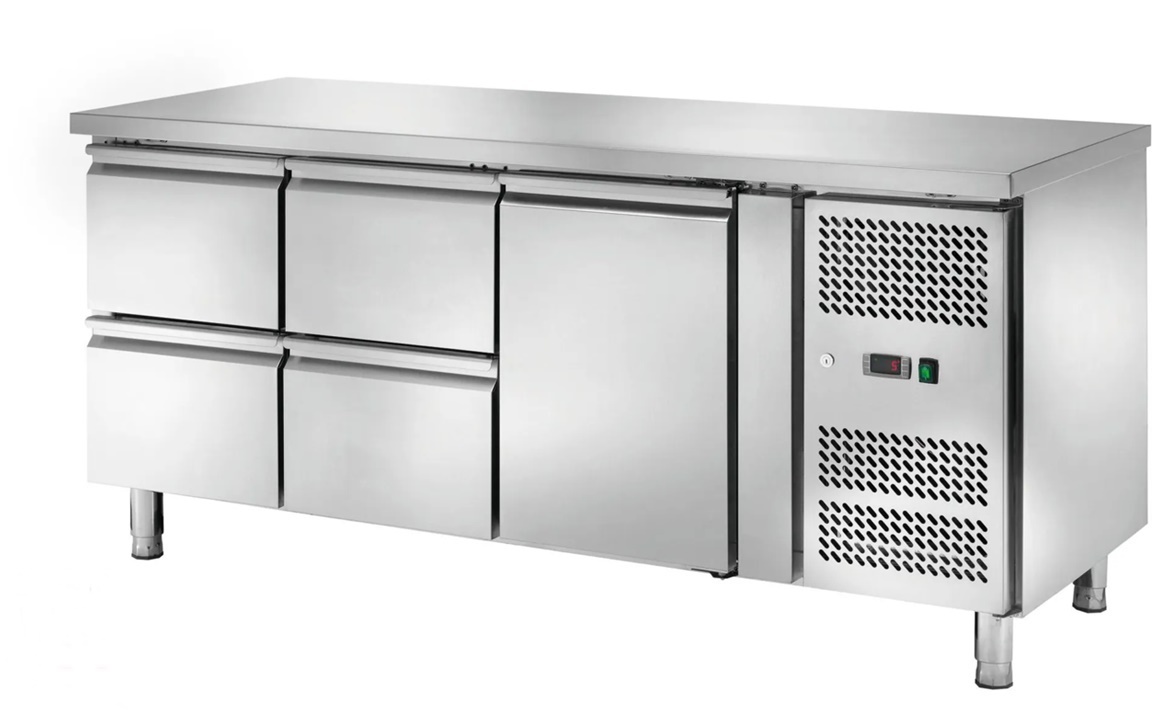 Tavolo frigo ventilato Amitek AK3104-12TN | 4 cassetti | -2/+8 °C | L179,5xP70xL85 cm
