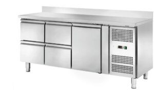 Tavolo frigo ventilato Amitek AK3204-12TN | 4 cassetti | con alzatina | -2/+8 °C | L179,5xP70xL95 cm