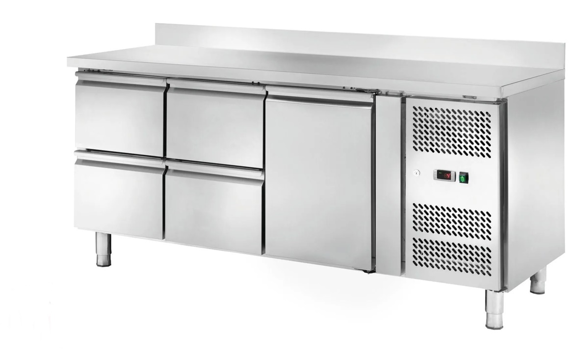 Tavolo frigo ventilato Amitek AK3204-12TN | 4 cassetti | con alzatina | -2/+8 °C | L179,5xP70xL95 cm