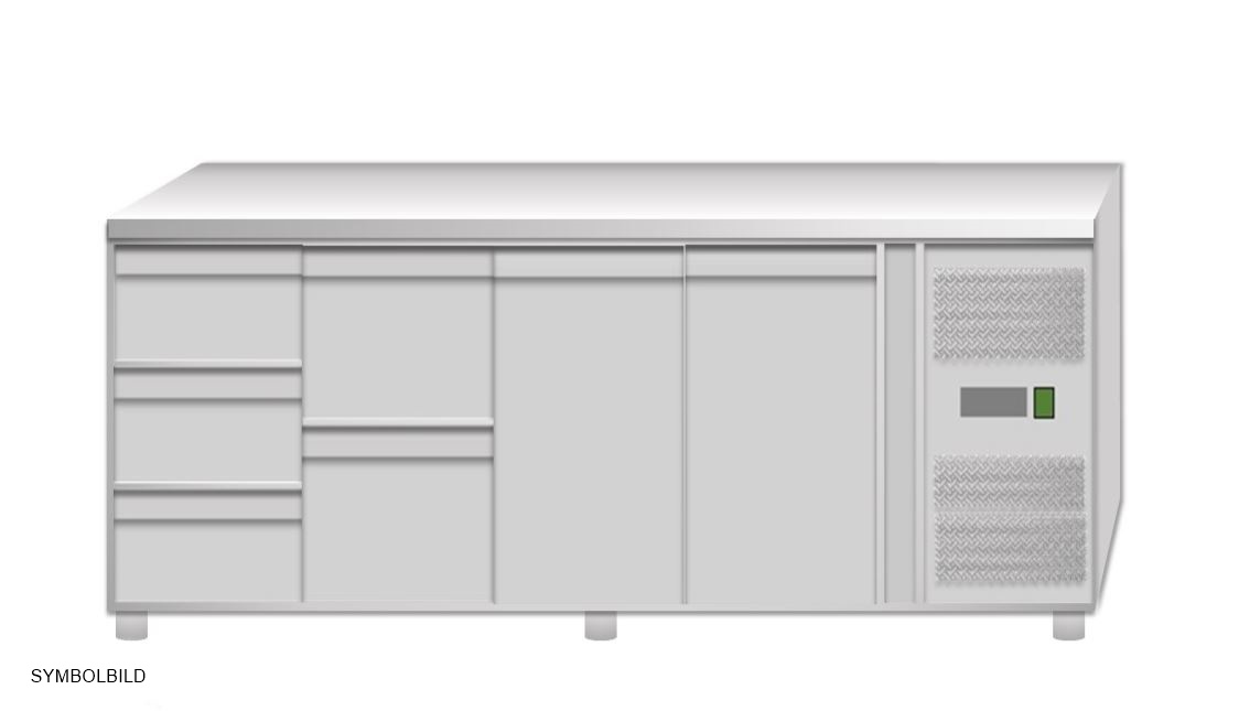 Tavolo frigo ventilato Amitek AK4104-13TN | 5 cassetti e 2 porte | -2/+8 °C | L223xP70xL85 cm