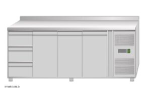 Tavolo frigo ventilato Amitek AK4204-11TN | 3 cassetti e 3 porte | con alzatina | -2/+8 °C | L223xP70xL95 cm