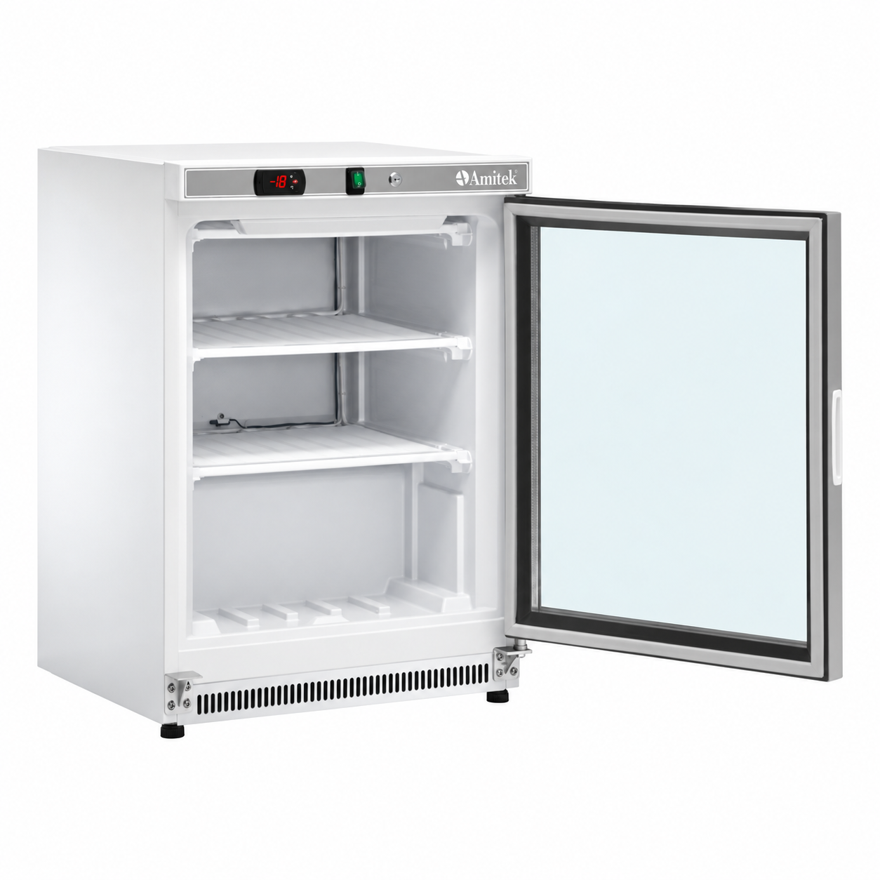 Armadio freezer statico Amitek AKM200FG | porta in vetro | 140 L | < -18 °C | L60xP58,5xL85 cm