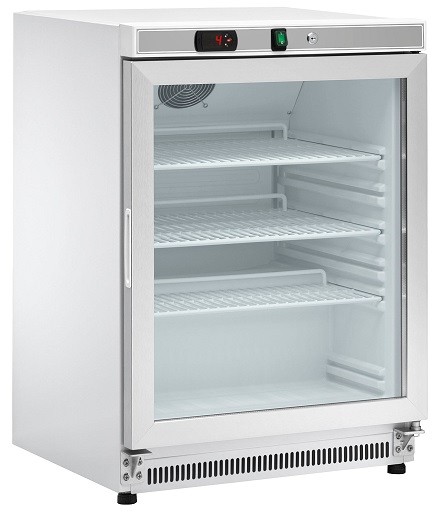 Mini frigo sottobanco statico a piastra con ventilatore – Amitek AKM200RG – porta in vetro – 140 L – 0/+10 °C – L60xP58,5xL85 cm