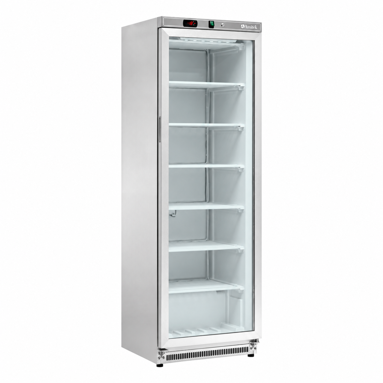 Armadio freezer statico inox Amitek AKM400FG SS | porta in vetro | 360 L | < -18 °C | L60xP58,5xL185 cm
