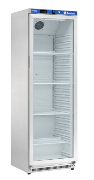 Armadio frigo positivo statico – Amitek AKM400RG SS – porta in vetro – 360 L – 0/+10 °C – L60xP58,5xL185 cm