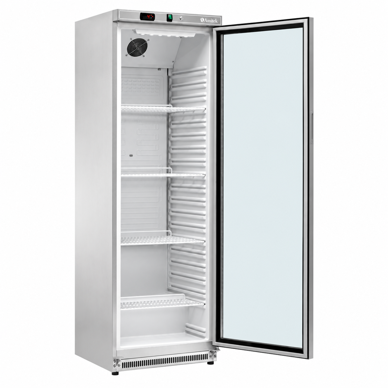 Armadio frigo positivo statico – Amitek AKM400RG SS – porta in vetro – 360 L – 0/+10 °C – L60xP58,5xL185 cm