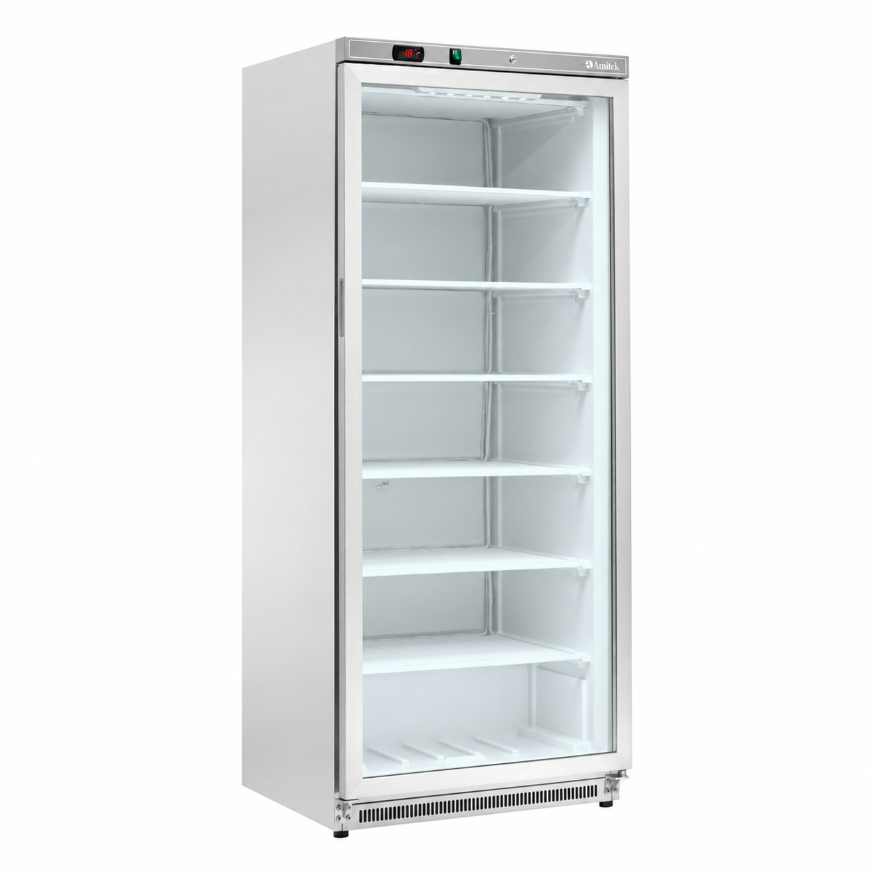 Armadio freezer statico inox Amitek AKM600FG SS | porta in vetro | 580 L | < -18 °C | L77,7xP69,5xL189 cm