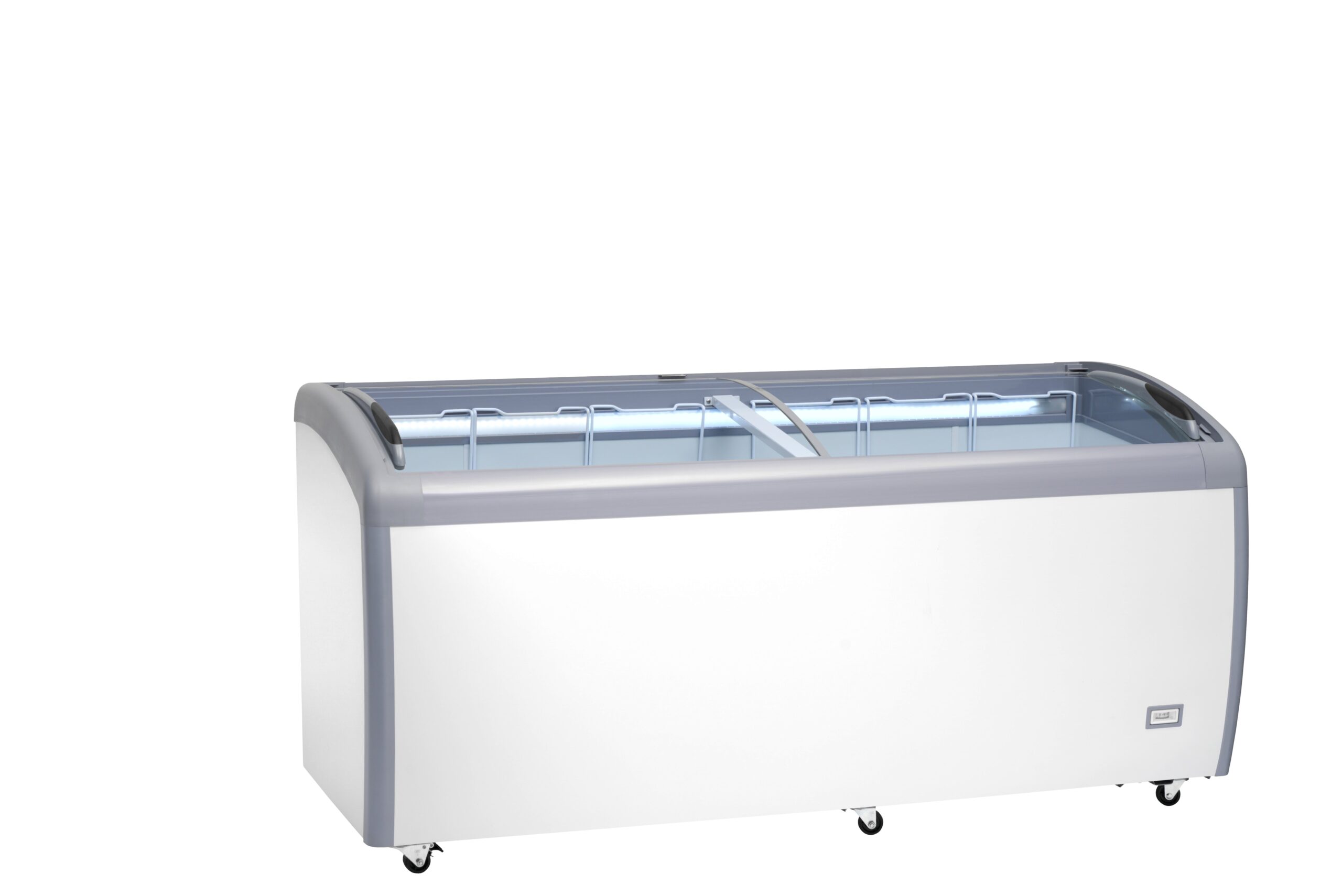 Frigo/congelatore a pozzetto statico con vetri scorrevoli – Amitek AX600CFG | L180xP70,5xL87,5 cm