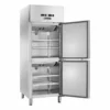 Armadio frigorifero combinato Amitek AK600DTV con due vani e porte aperte