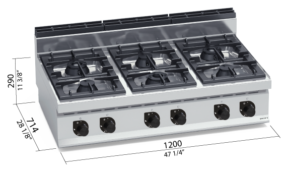 Berto’s G7F6B e G7F6BP – dimensioni 1200 × 714 × 290 mm