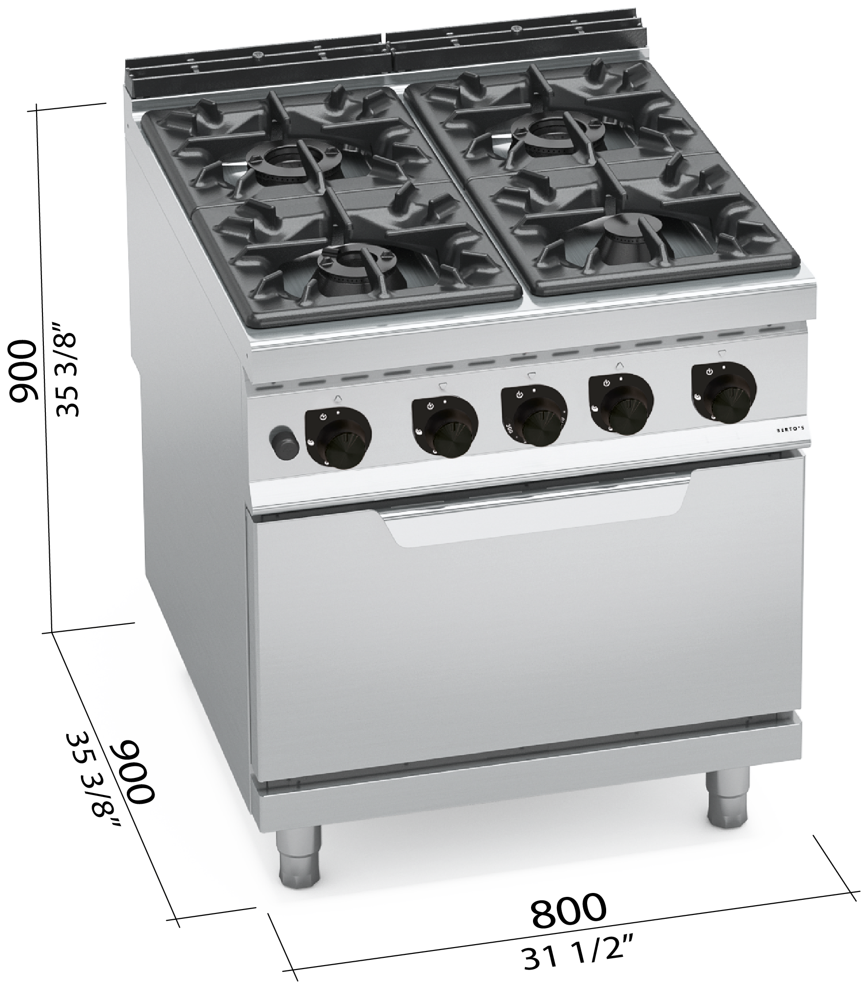 Berto’s G9F4+FG – dimensioni 800 × 900 × 900 mm