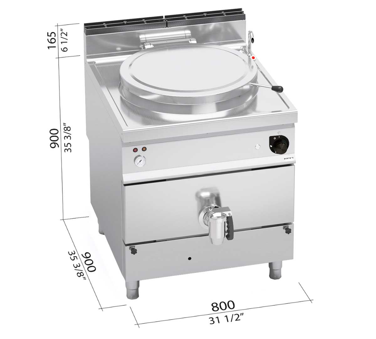 Pentola Berto’s G9P10I – dimensioni L800xP900xH900 mm