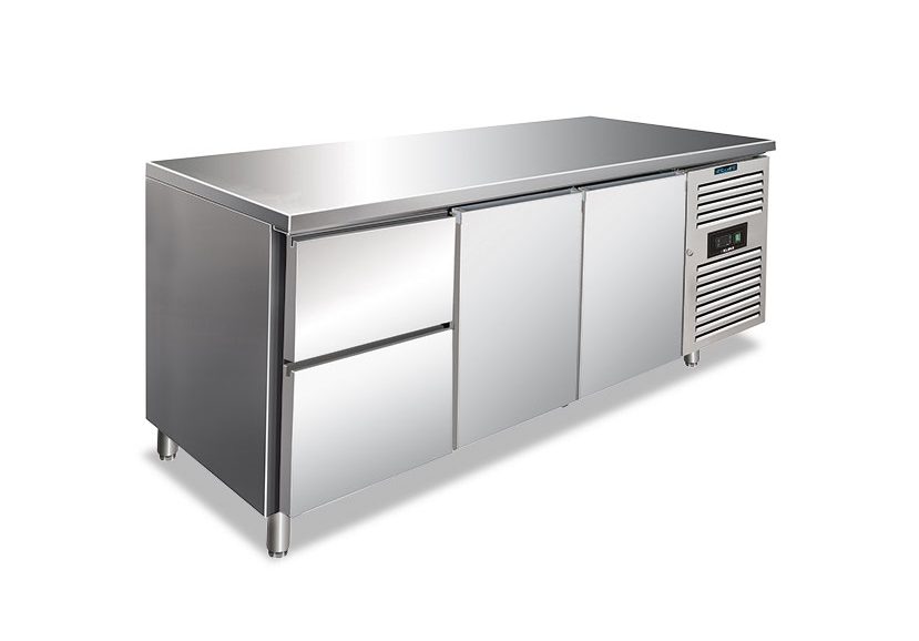 Tavolo frigo ventilato 2 porte e 2 cassetti (2x1/2) – CXF 3110 TN – Temp. -2°C/+8°C – L179,5xP70xH86 cm