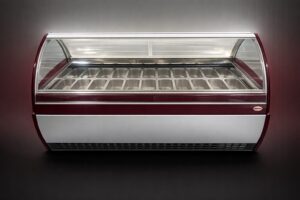 ORION EVO' G12 – vetrina gelateria 24 gusti gelato – ventilata – Temp. -20/-18 °C Dim. Cm. 219,2x106x133,6h