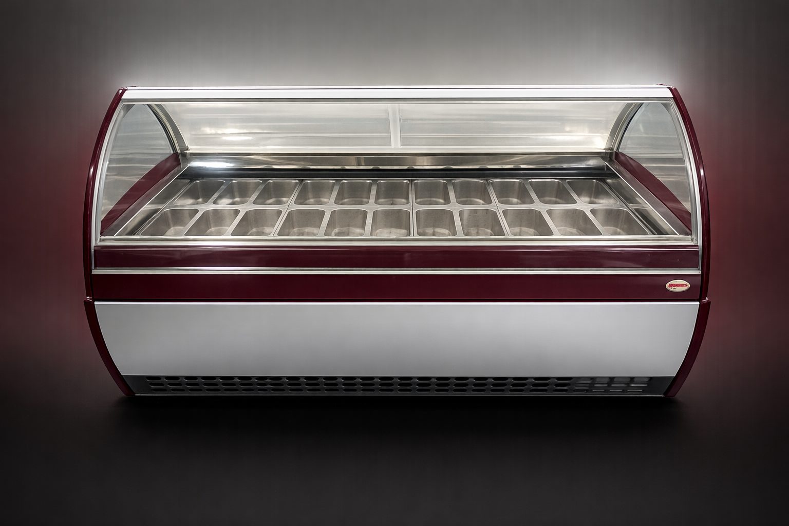 ORION EVO' G12 – vetrina gelateria 24 gusti gelato – ventilata – Temp. -20/-18 °C Dim. Cm. 219,2x106x133,6h