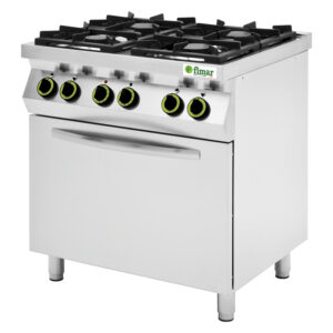 Cucina a gas 4 fuochi FIMAR CC74GFEV con forno elettrico ventilato GN1/1 – L80xP70xH90 cm