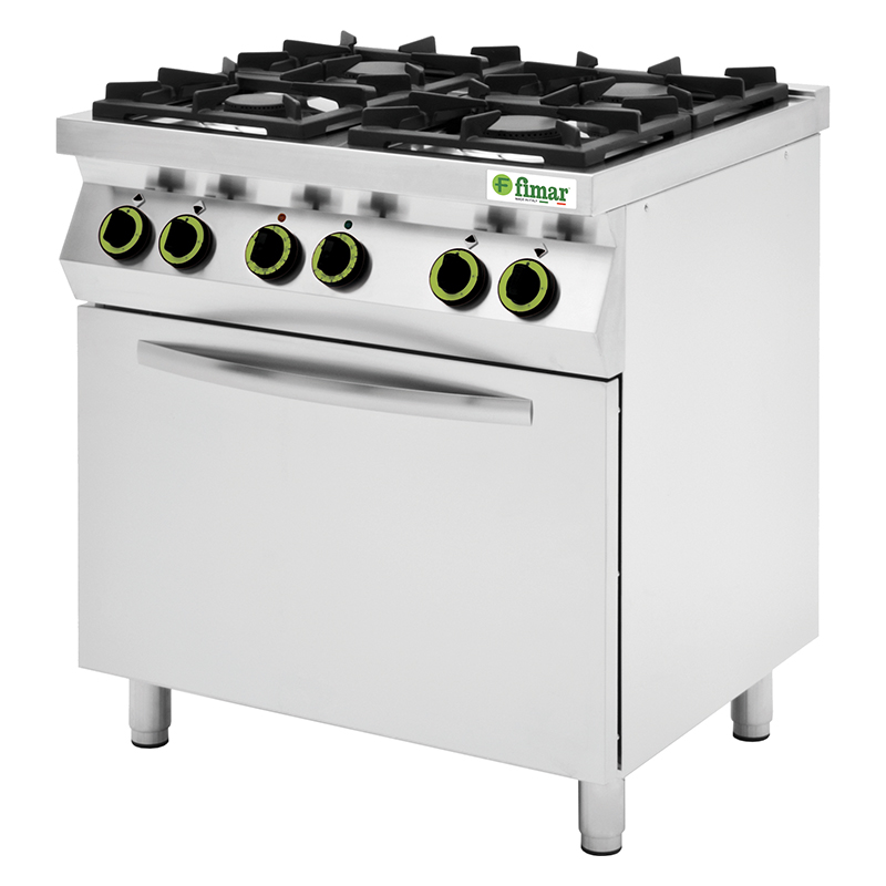 Cucina a gas 4 fuochi FIMAR CC74GFEV con forno elettrico ventilato GN1/1 – L80xP70xH90 cm