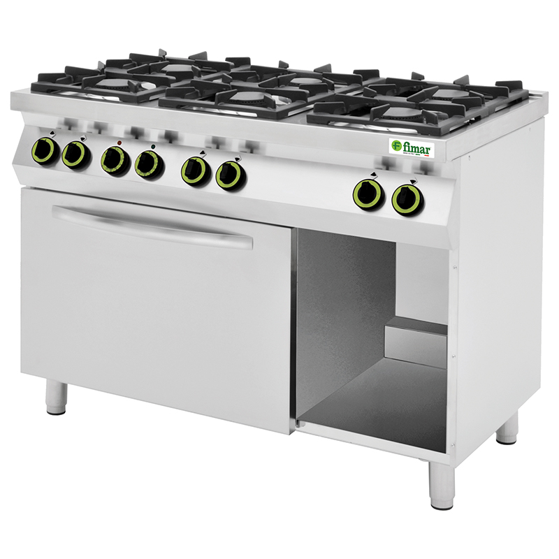 Cucina a gas 6 fuochi FIMAR CC76GFEV con forno elettrico ventilato GN1/1 – L120xP70xH90 cm