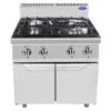 Cucina a gas 4 fuochi con ante Atosa AT7G4B-F-1 – serie 70 – 21 kW – L80×P70×H108,5 cm