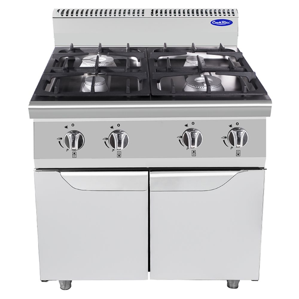 Cucina a gas 4 fuochi con ante Atosa AT7G4B-F-1 – serie 70 – 21 kW – L80×P70×H108,5 cm