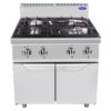 Cucina a gas 4 fuochi con ante Atosa AT7G4B-F-1 – serie 70 – 21 kW – L80×P70×H108,5 cm