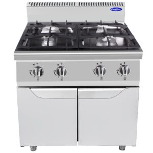Cucina a gas 4 fuochi con ante Atosa AT7G4B-F-2 – serie 70 – 28 kW – L80×P70×H108,5 cm