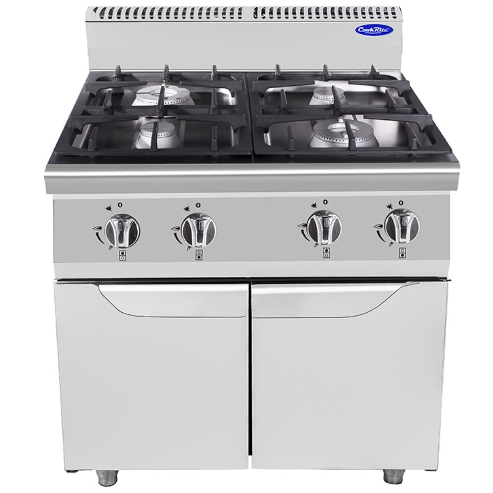 Cucina a gas 4 fuochi con ante Atosa AT7G4B-F-2 – serie 70 – 28 kW – L80×P70×H108,5 cm