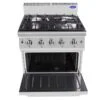 Cucina a gas 4 fuochi con forno Atosa AT7G4B-O-1 – serie 70 – 29 kW – L80×P70×H108,5 cm