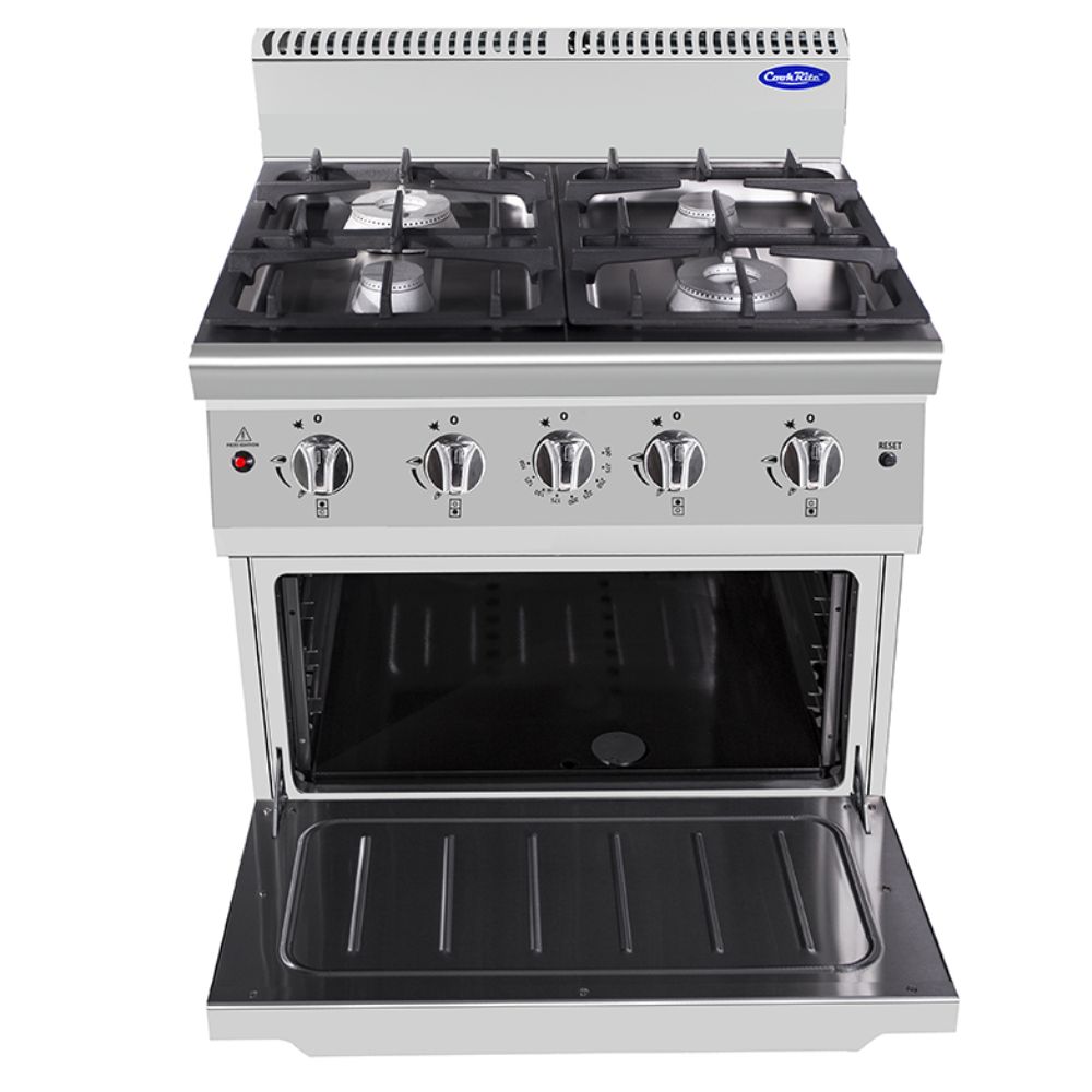 Cucina a gas 4 fuochi con forno Atosa AT7G4B-O-1 – serie 70 – 29 kW – L80×P70×H108,5 cm
