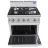 Cucina a gas 4 fuochi con forno Atosa AT7G4B-O-2 – serie 70 – 36 kW – L80×P70×H108,5 cm