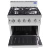 Cucina a gas 4 fuochi con forno Atosa AT7G4B-O-2 – serie 70 – 36 kW – L80×P70×H108,5 cm