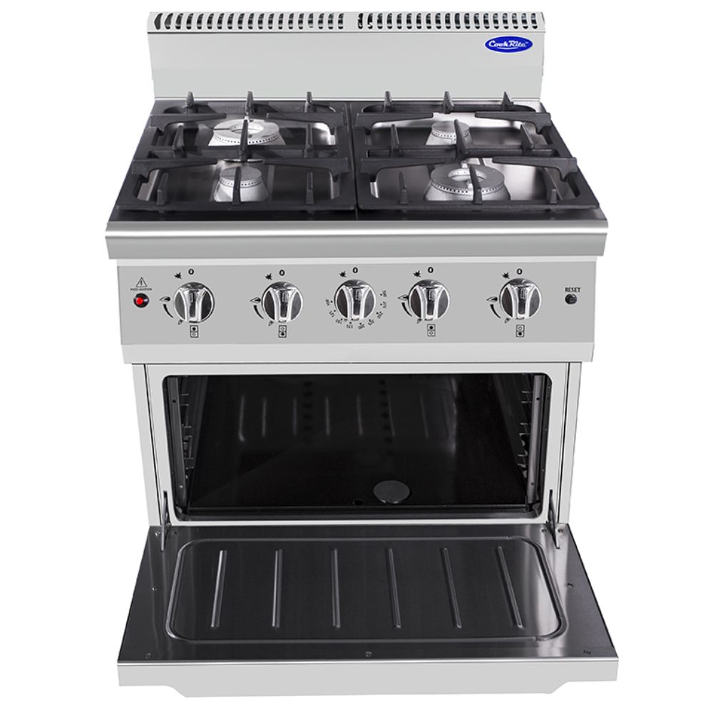Cucina a gas 4 fuochi con forno Atosa AT7G4B-O-2 – serie 70 – 36 kW – L80×P70×H108,5 cm