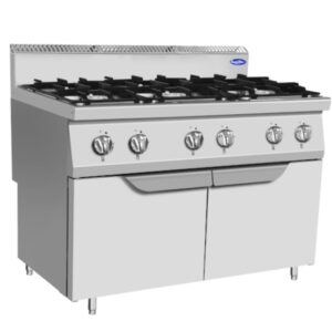 Cucina a gas 6 fuochi con ante Atosa AT7G6B-F-1 – serie 70 – 31,5 kW – L120×P70×H108,5 cm