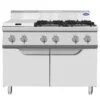 Cucina a gas 6 fuochi con ante Atosa AT7G6B-F-2 – serie 70 – 42 kW – L120×P70×H108,5 cm