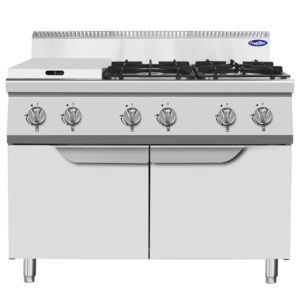 Cucina a gas 6 fuochi con ante Atosa AT7G6B-F-2 – serie 70 – 42 kW – L120×P70×H108,5 cm