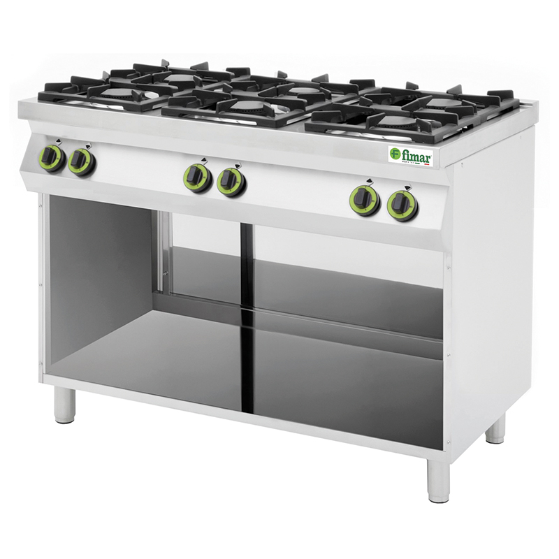Cucina a gas 6 fuochi FIMAR CC76G con vano a giorno – L120xP70xH90 cm