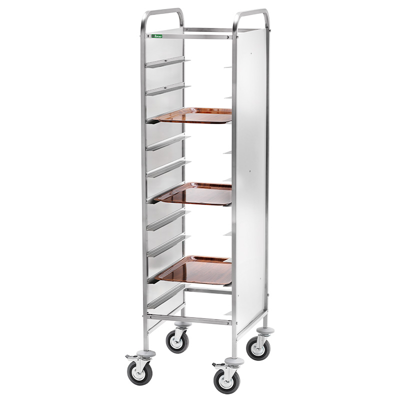 Carrello portavassoi Forcar CA1451RPI | 10 vassoi | pannelli inox | rinforzato
