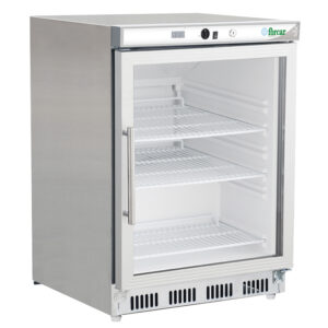 Armadio frigo statico sottobanco inox con porta in vetro Forcar G-ER200GSS | 130 L | +2/+8 °C | L60xP58,5xH85,5 cm