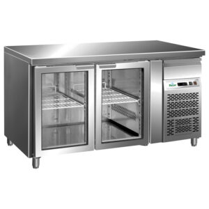 Tavolo frigo ventilato Forcar G-GN2100TNG | 2 porte in vetro | 282 L | -2/+8 °C | L136xP70xH86 cm