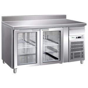 Tavolo frigo ventilato Forcar G-GN2200TNG | 2 porte in vetro con alzatina | 282 L | -2/+8 °C | L136xP70xH96 cm