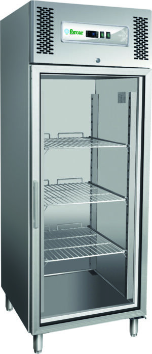 Armadio refrigerato ventilato con porta in vetro – Forcar G-GN650TNG | 650 L | +2/+8 °C | L74xP83xH201 cm